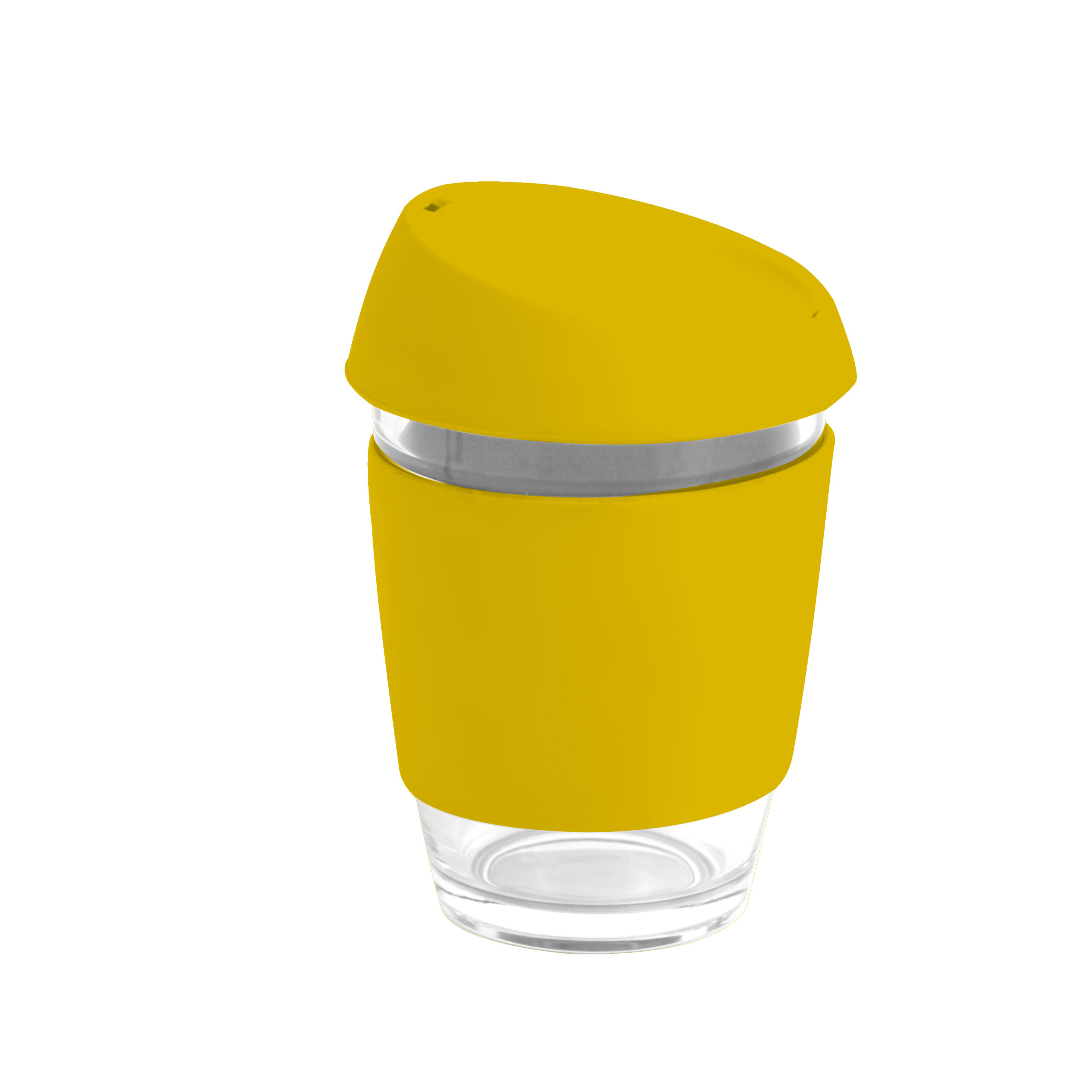 Moama Glass Coffee Cup – 350Ml With Silicon Lid And Band