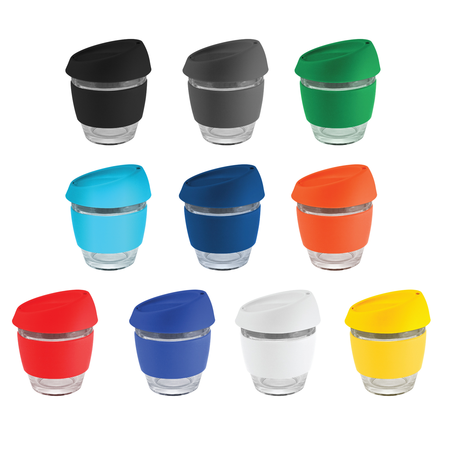 Moama Glass Coffee Cup – 240Ml With Silicon Lid And Band