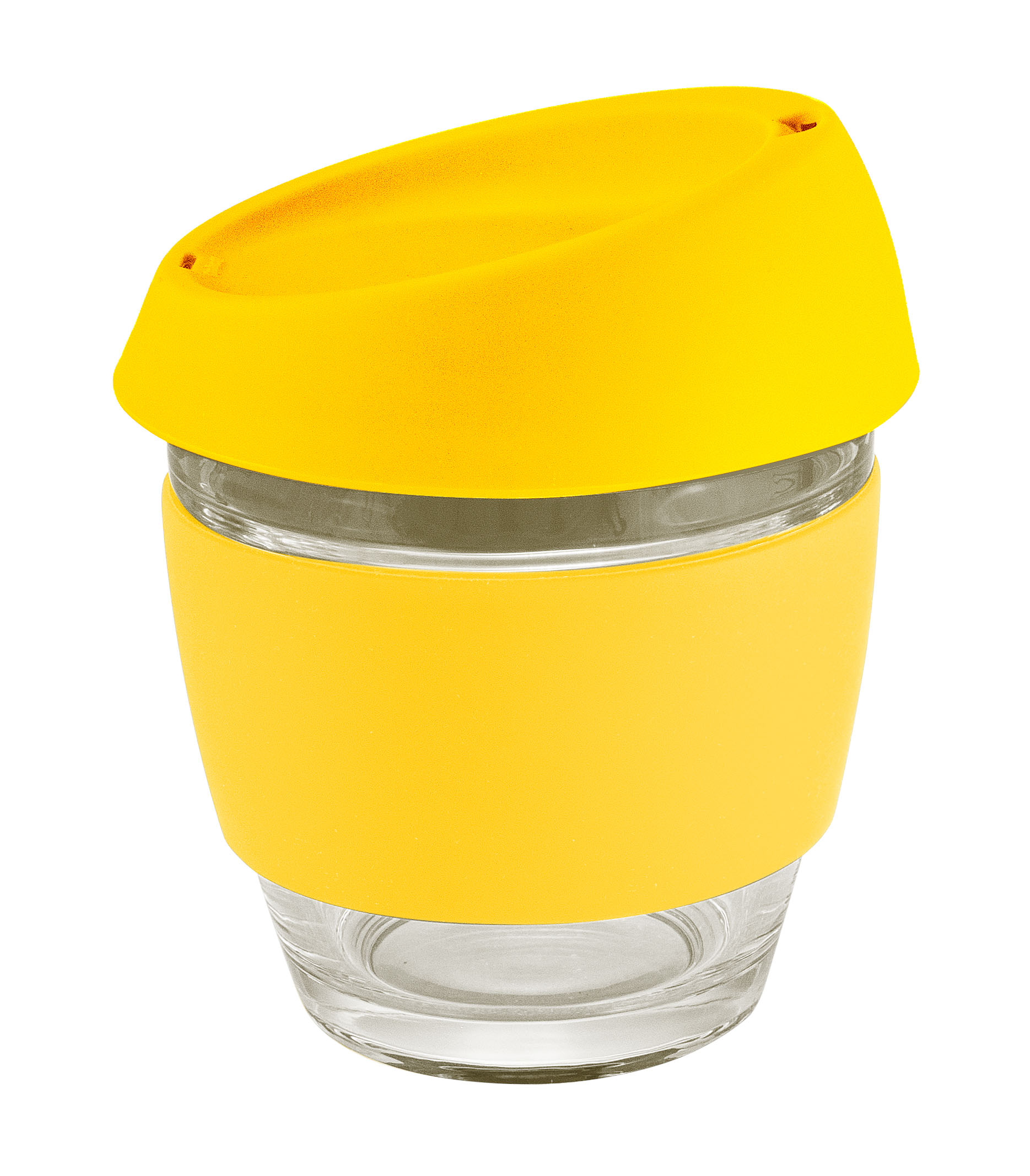 Moama Glass Coffee Cup – 240Ml With Silicon Lid And Band