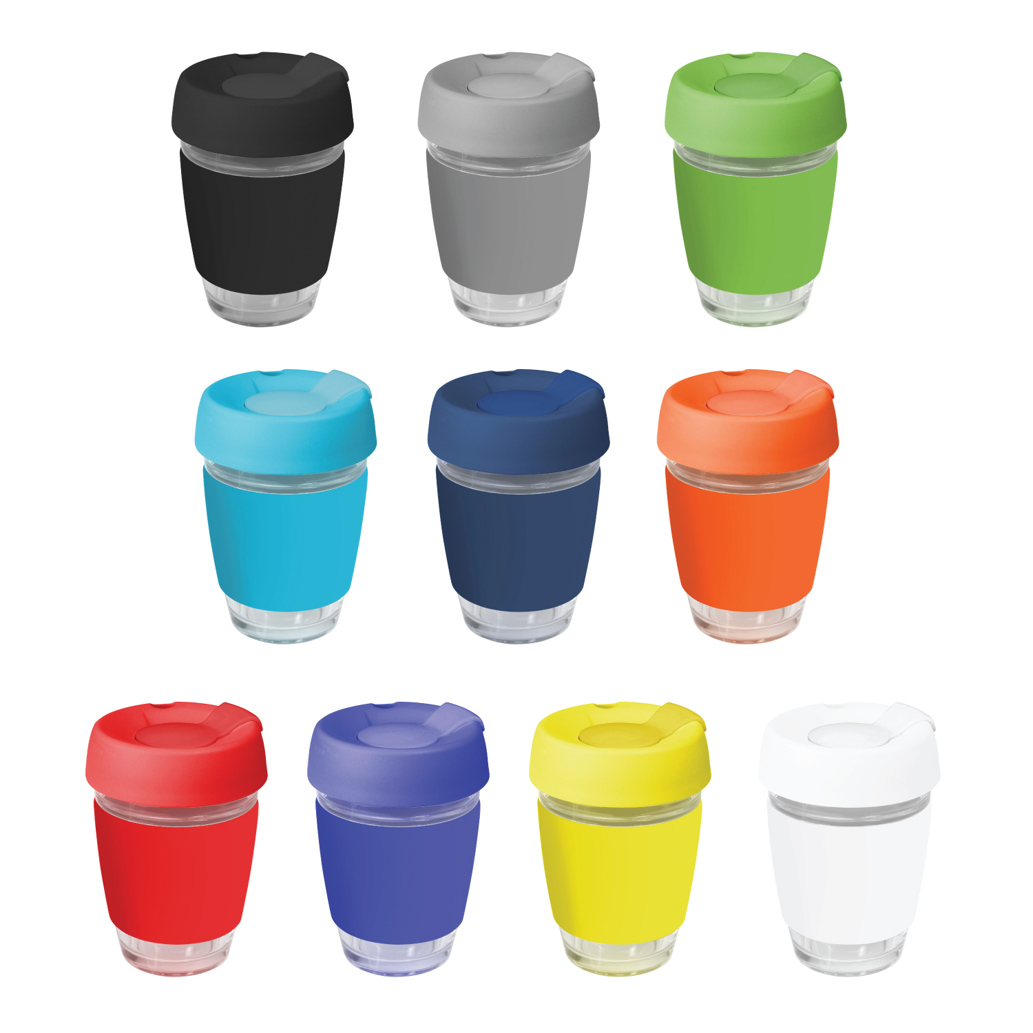 Genova Glass Coffee Cup – 350Ml With Silicon Lid And Band