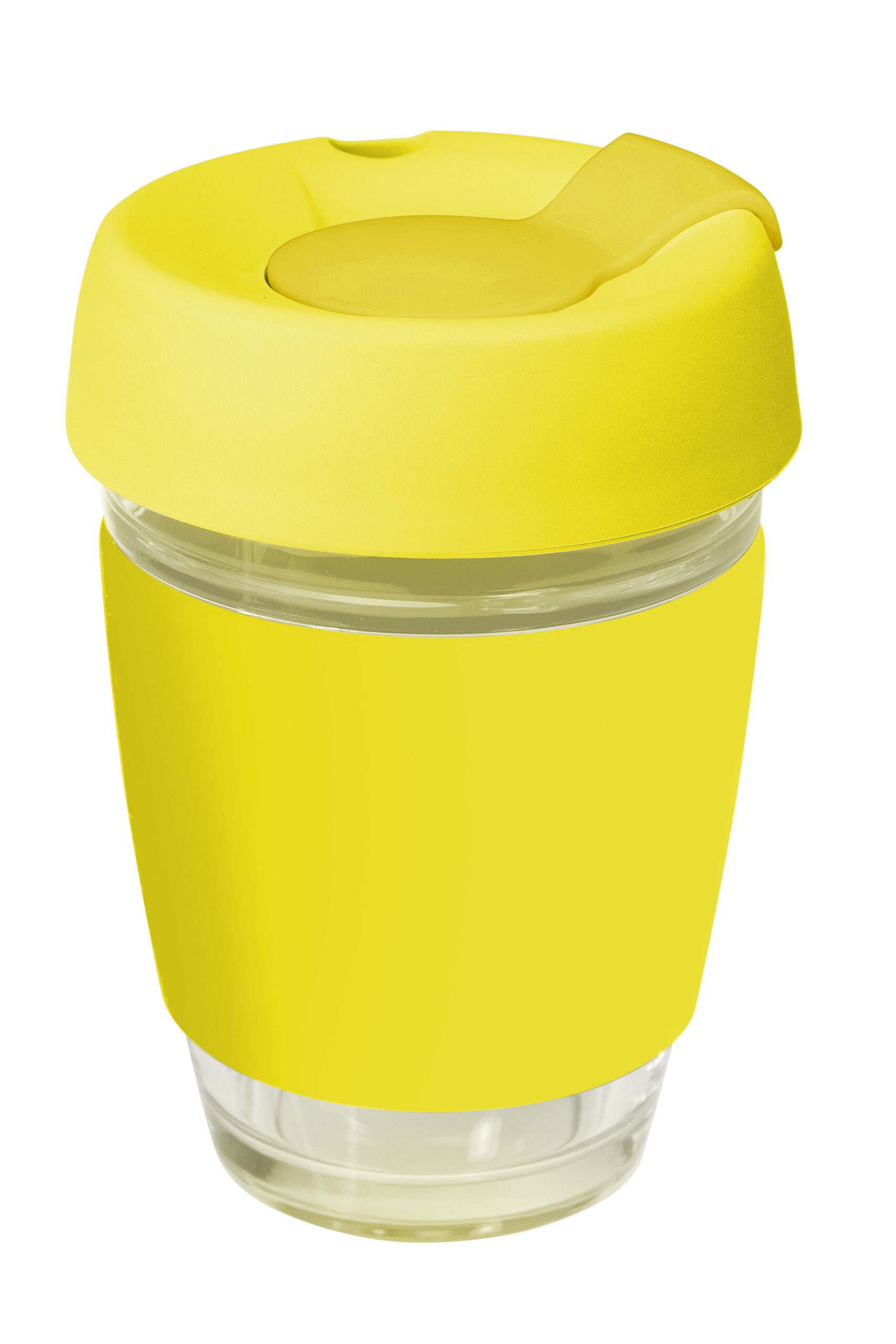 Genova Glass Coffee Cup – 350Ml With Silicon Lid And Band