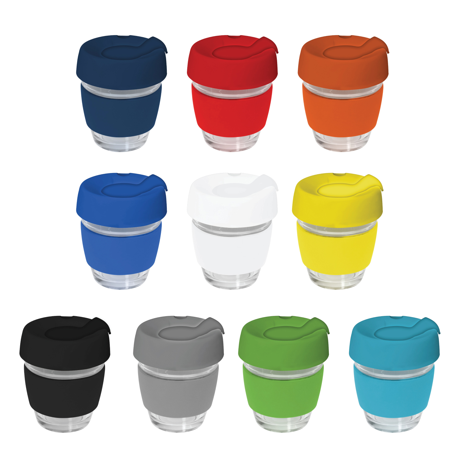 Genova Glass Coffee Cup – 240Ml With Silicon Lid And Band