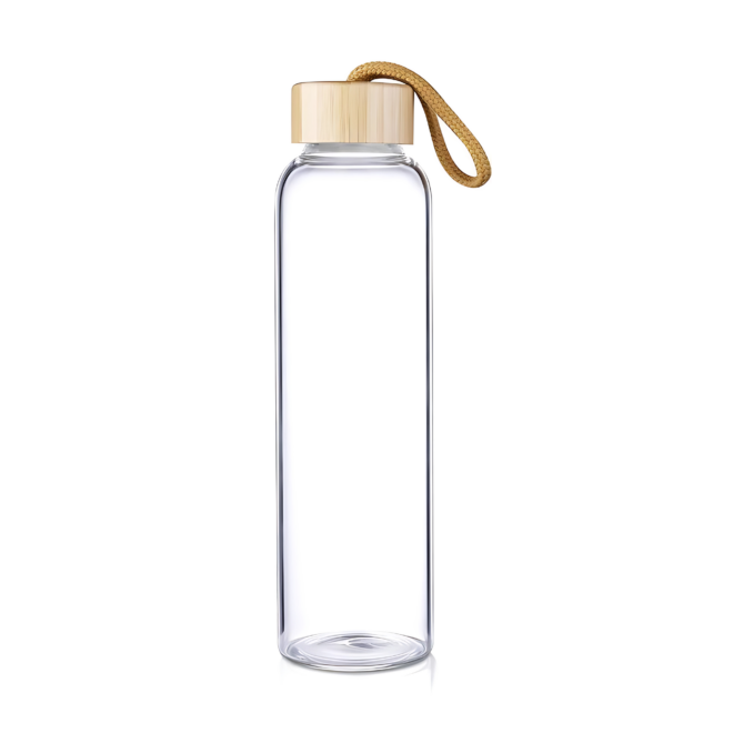 Glass Fusion Bottle With Bamboo Lid – 600Ml