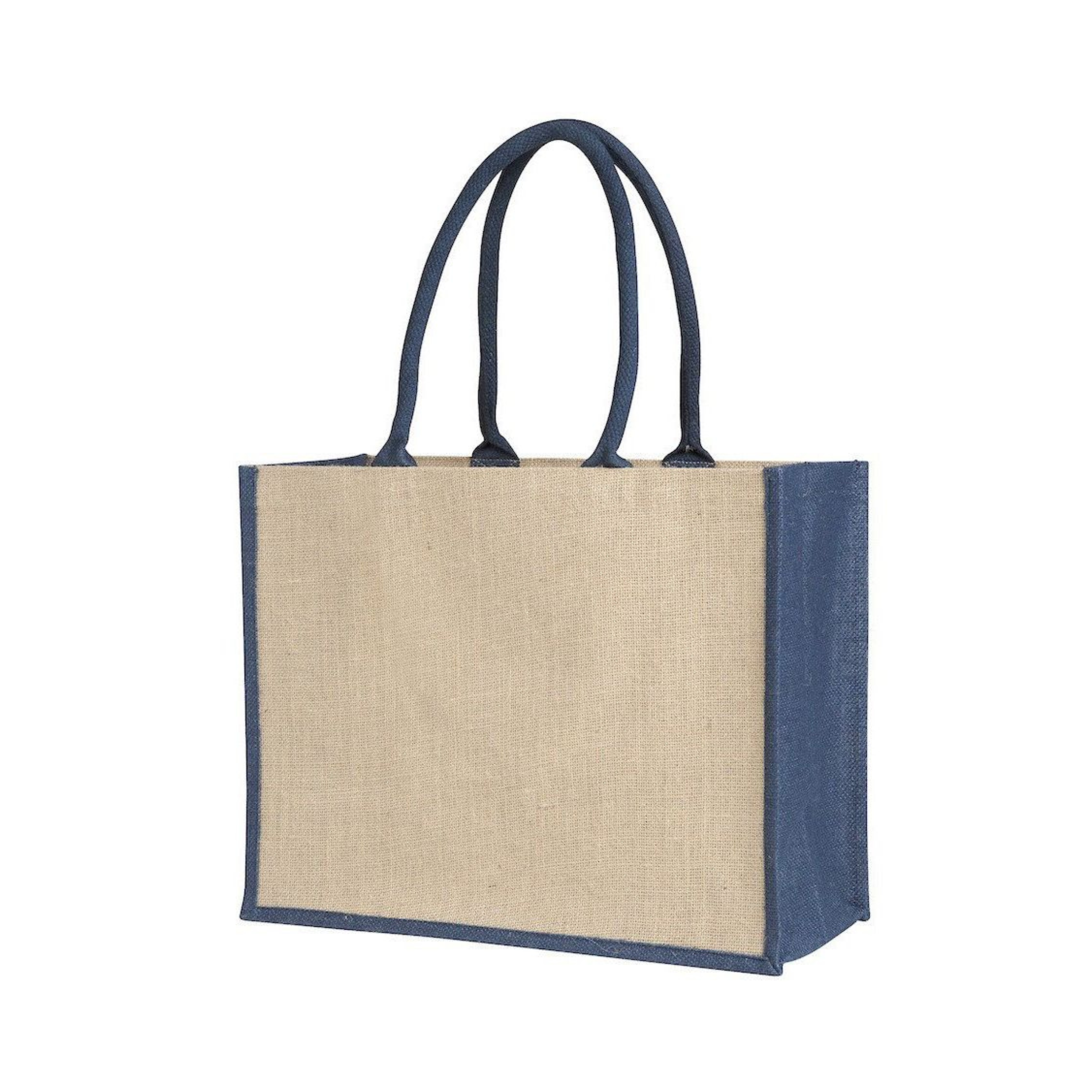 Laminated Jute Supermarket Bag With Coloured Handles And Gussets
