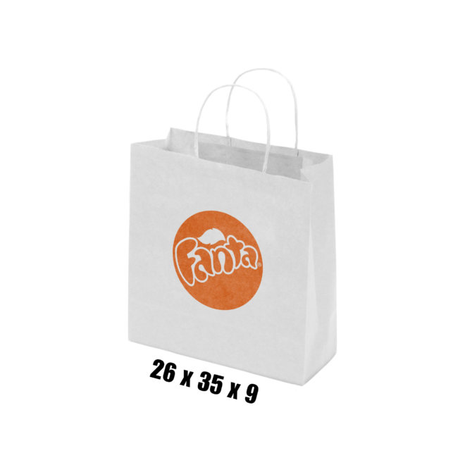 Kraft Paper Bag White Medium Includes Twisted Paper Handle
