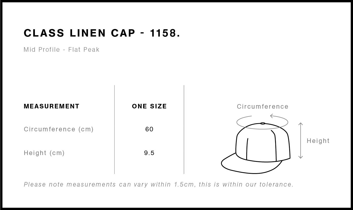 Class Linen Cap | 1158 Size Guide