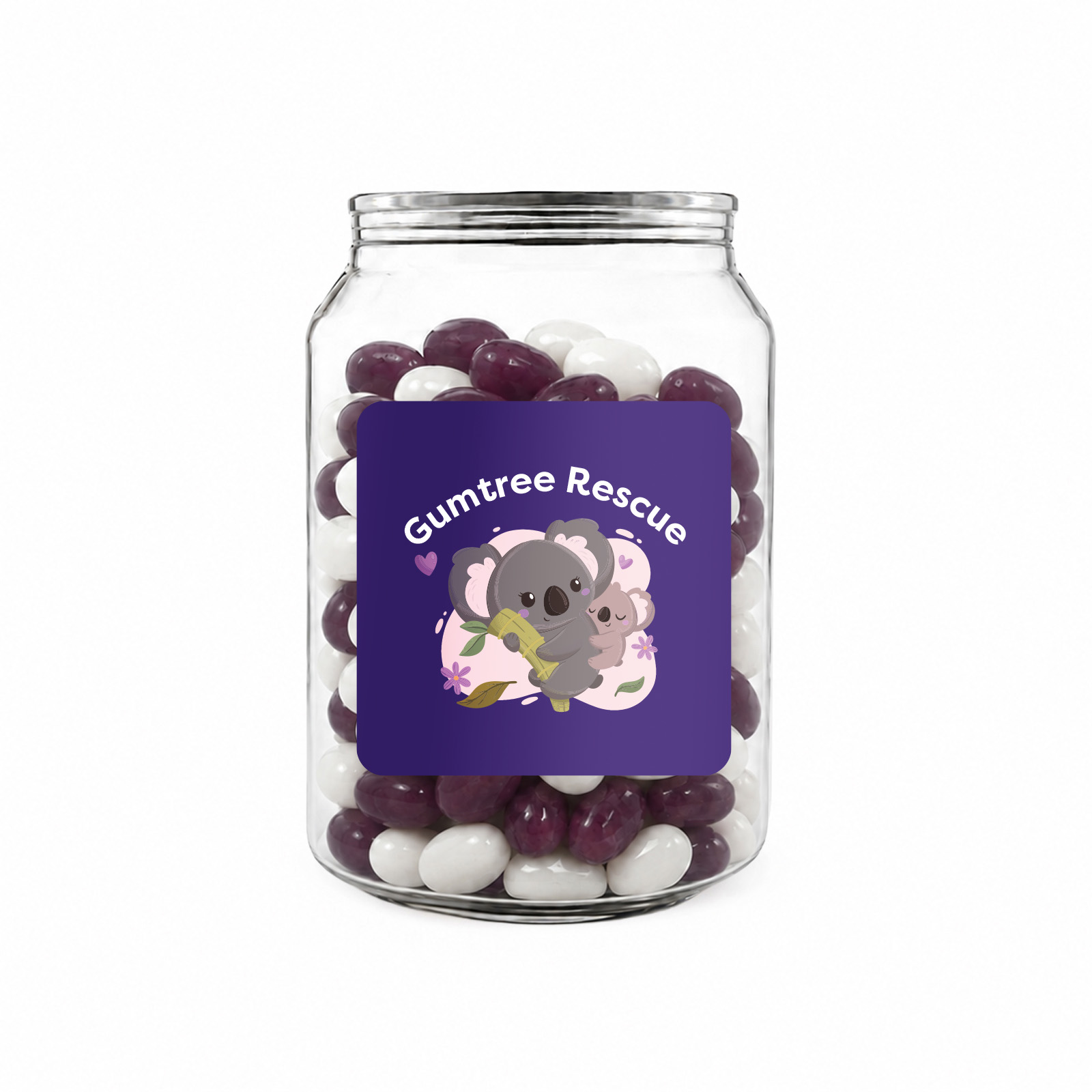 Corporate Colour Jelly Beans in Clear Can 210g 50x50mmlabel Corporate Colour Jelly Beans in Clear Can 210g 50x50mmlabel