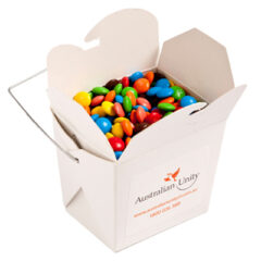 White Cardboard Noodle Box with M&Ms 100g