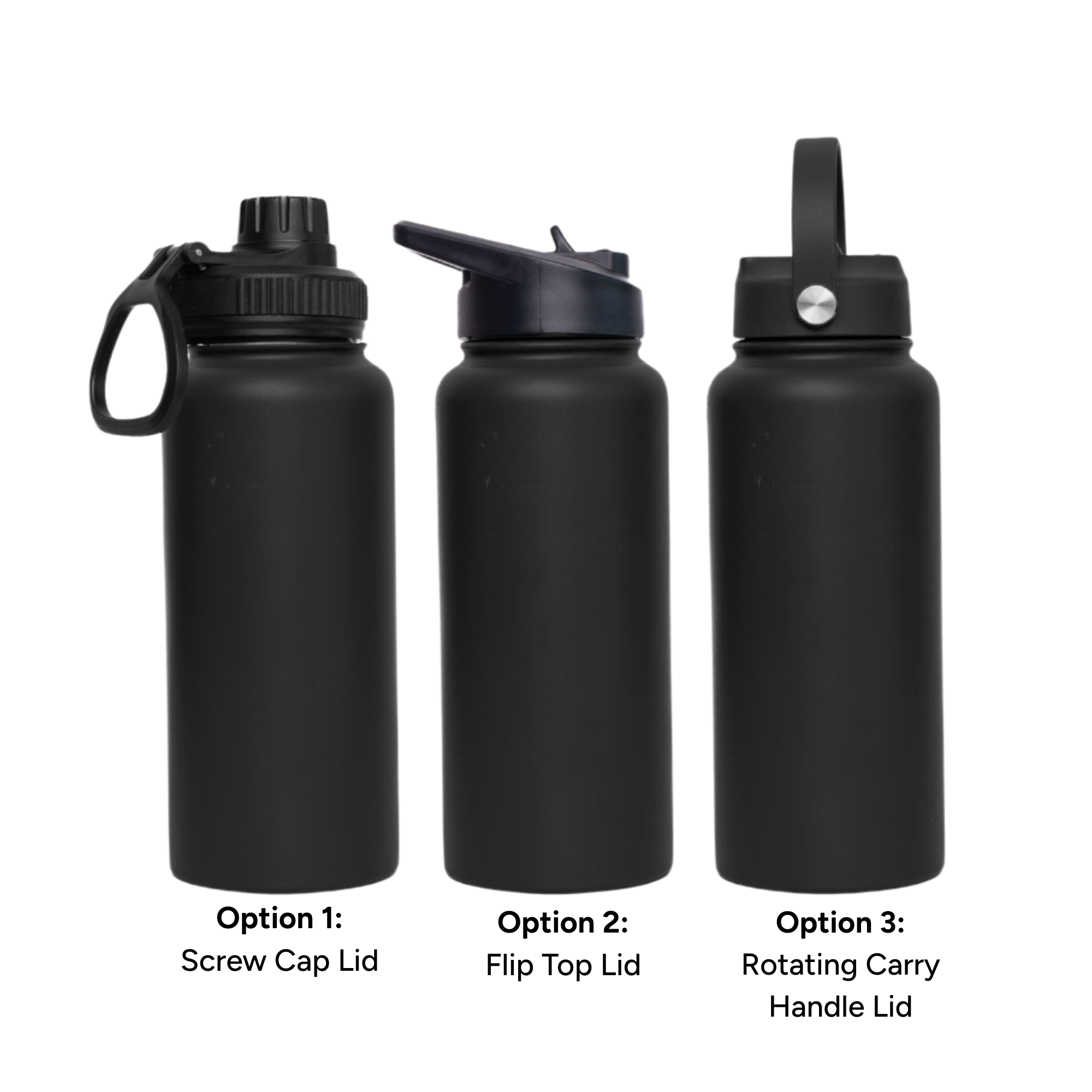 LAPEN 1L Vacuum Bottle – 3 Different Lid Options Black LAPEN 1L Vacuum Bottle – 3 Different Lid Options Black
