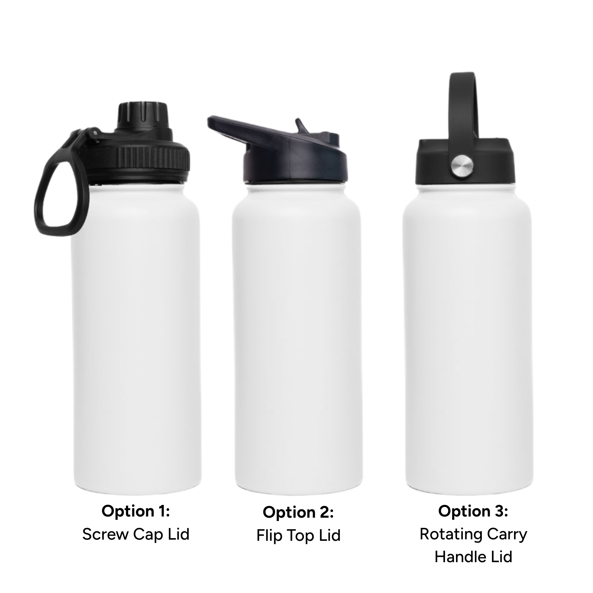 LAPEN 1L Vacuum Bottle – 3 Different Lid Options White LAPEN 1L Vacuum Bottle – 3 Different Lid Options White