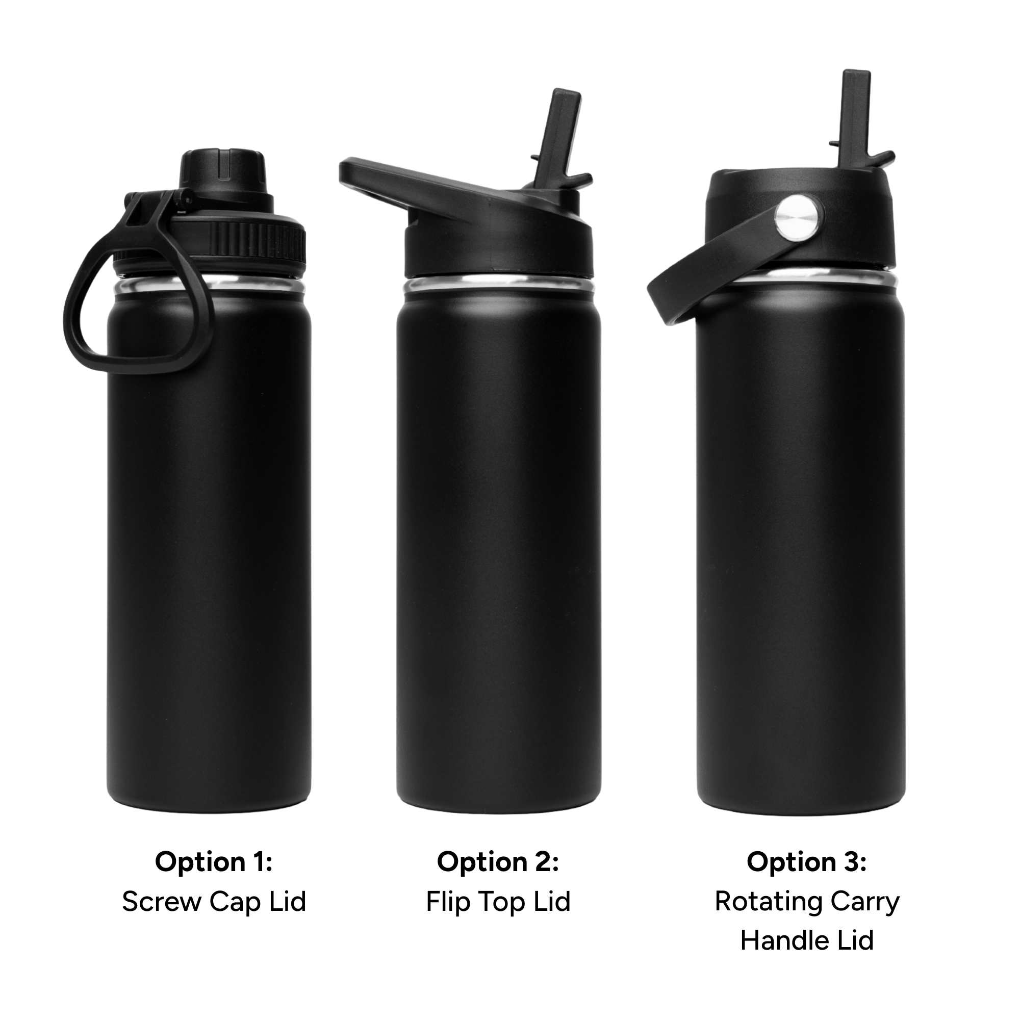 LAPEN 500ml Vacuum Bottle – 3 Different Lid Options Black
