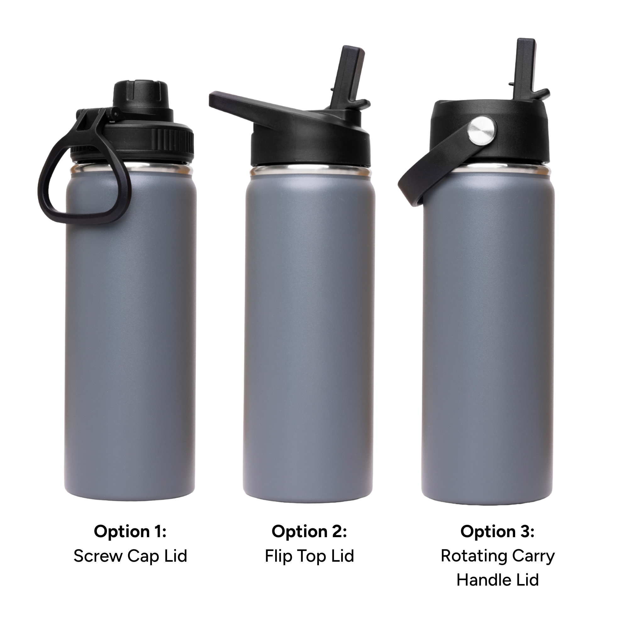 LAPEN 500ml Vacuum Bottle – 3 Different Lid Options Grey