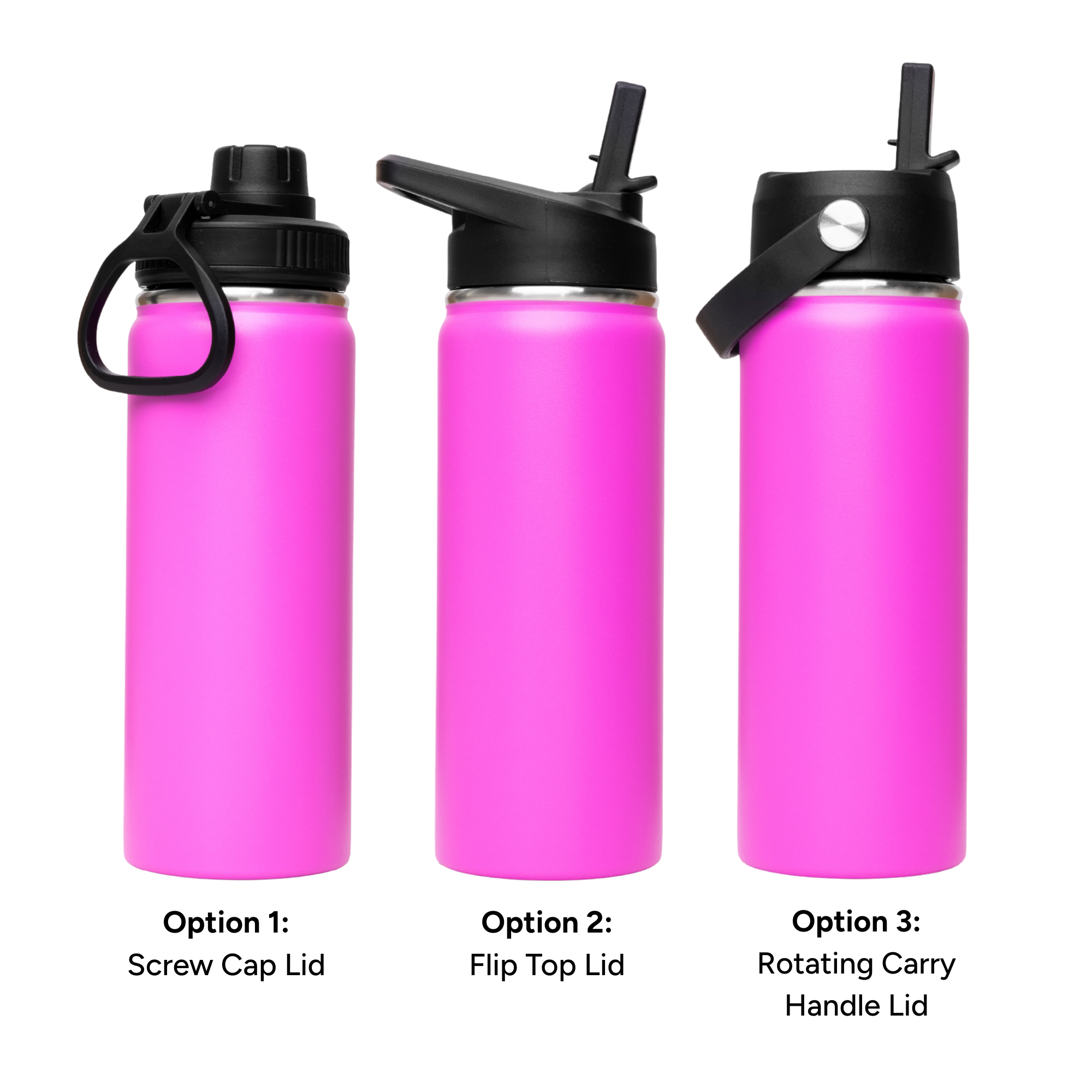 LAPEN 500ml Vacuum Bottle – 3 Different Lid Options Hot Pink