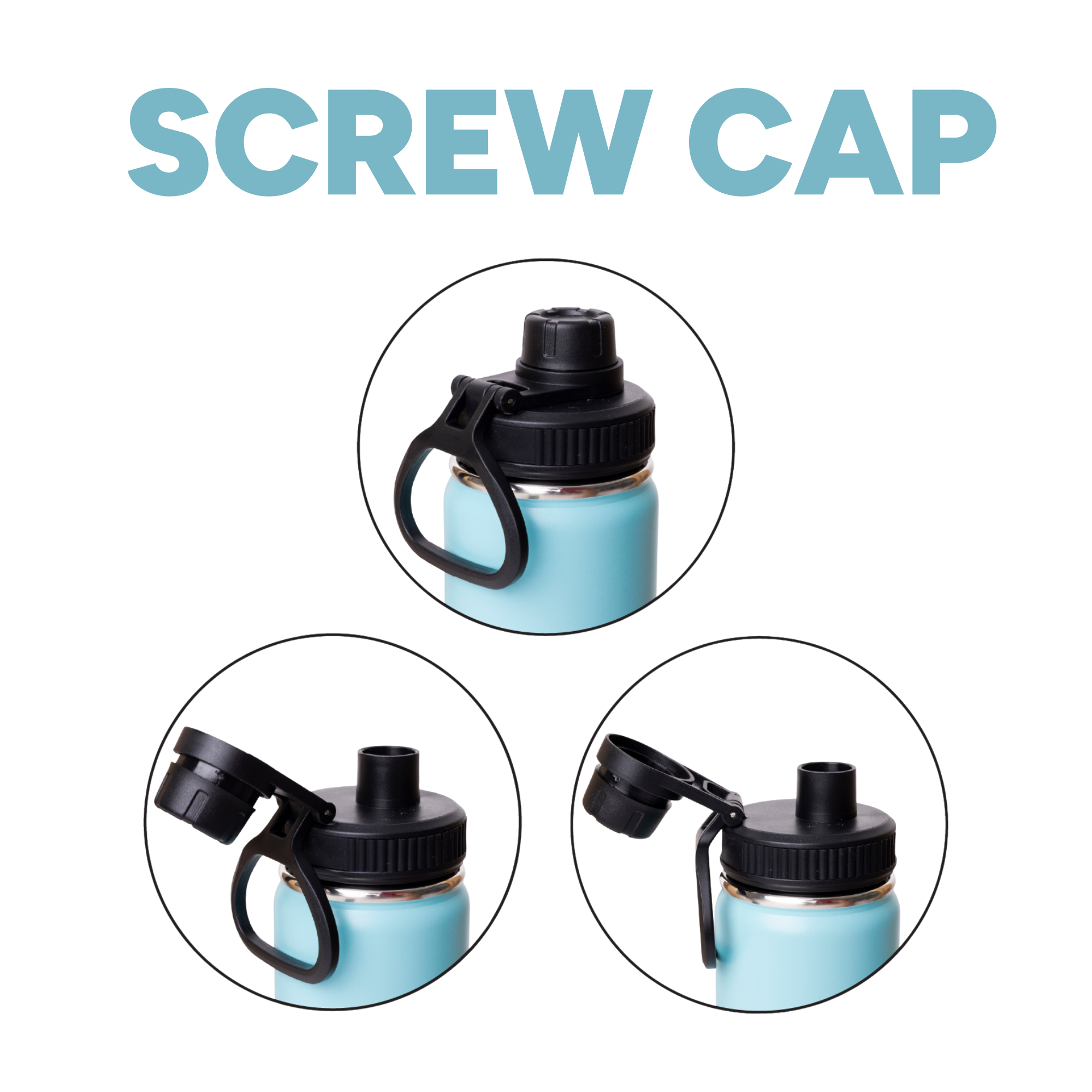 LAPEN 500ml Vacuum Bottle – 3 Different Lid Options Screw Cap