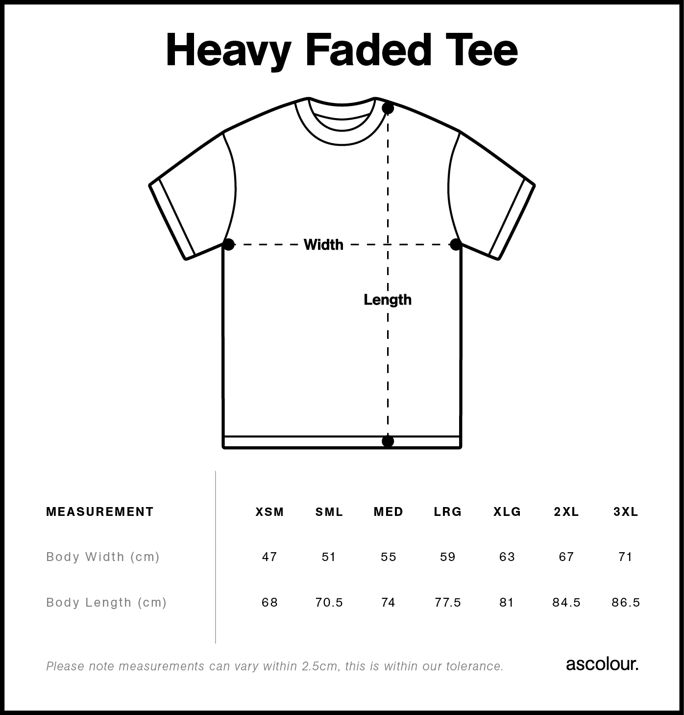 Mens Heavy Faded Tee Size Guide 1b