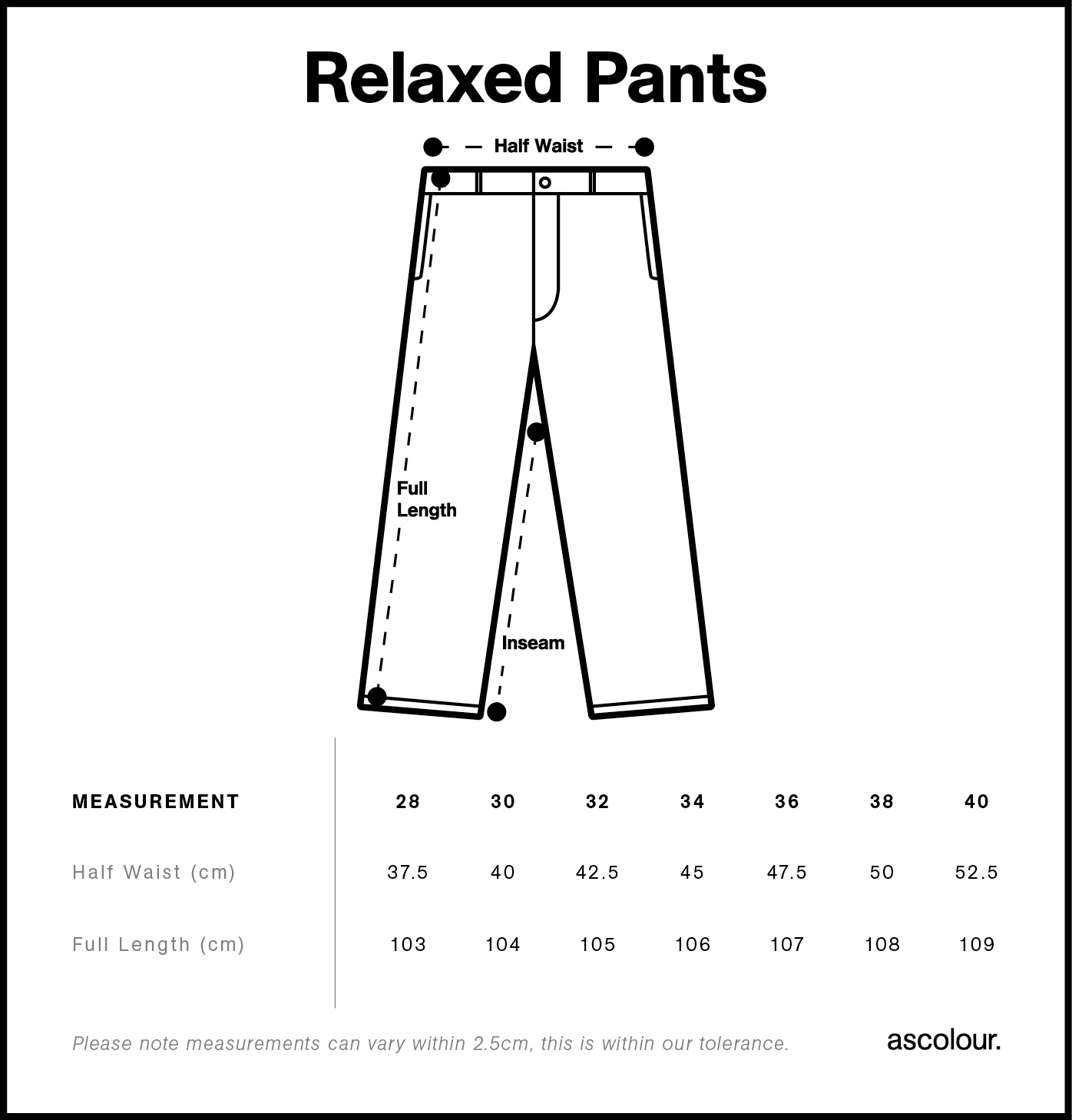 Mens Relaxed Pants Size Guide