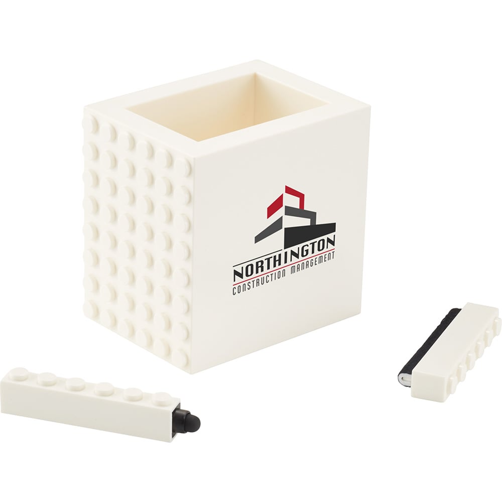 Office Block 3-In-1 Pen Pot Wh Office Block 3-In-1 Pen Pot Wh
