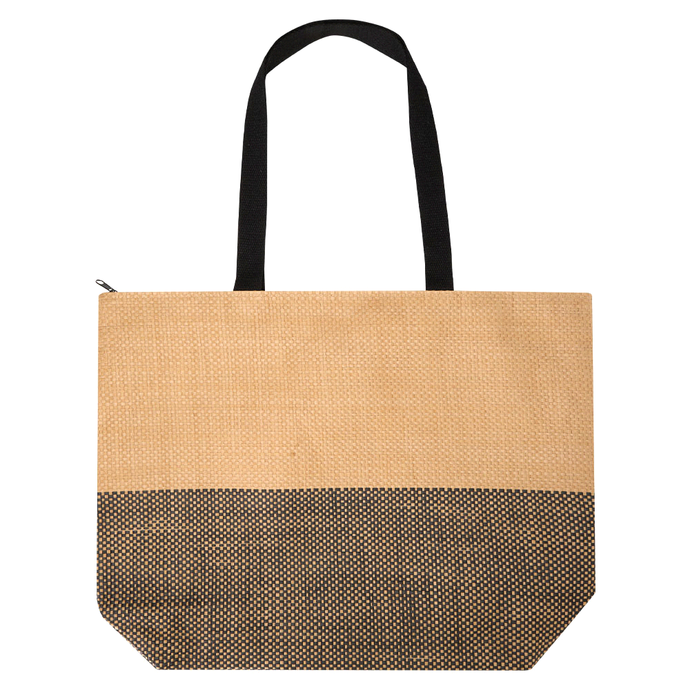 Paper Straw Large Zipped Tote – 21L Bk Paper Straw Large Zipped Tote – 21L Bk