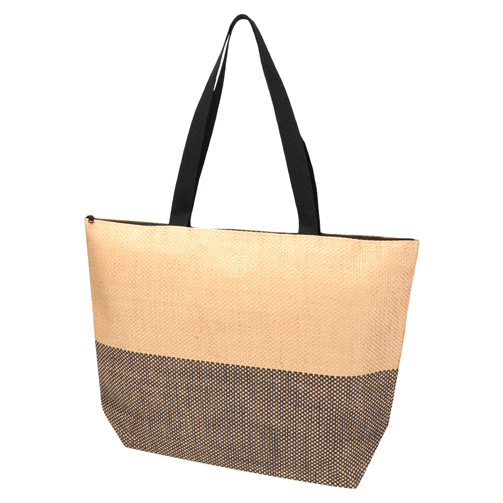 Paper Straw Large Zipped Tote – 21L Bk Paper Straw Large Zipped Tote – 21L Bk