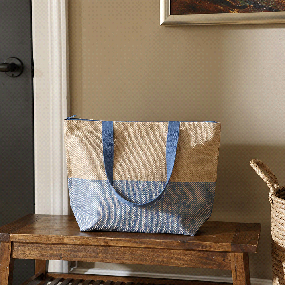 Paper Straw Large Zipped Tote – 21L Bl Paper Straw Large Zipped Tote – 21L Bl