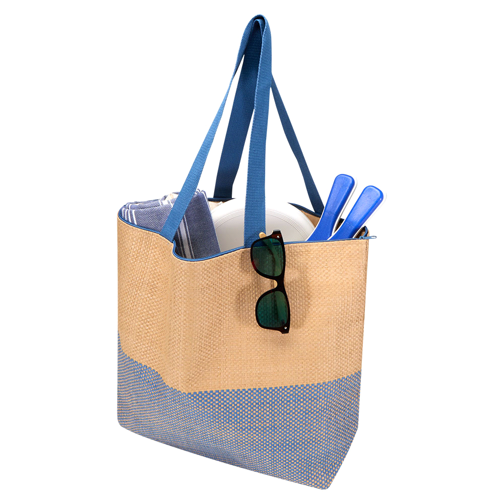 Paper Straw Large Zipped Tote – 21L Bl Paper Straw Large Zipped Tote – 21L Bl