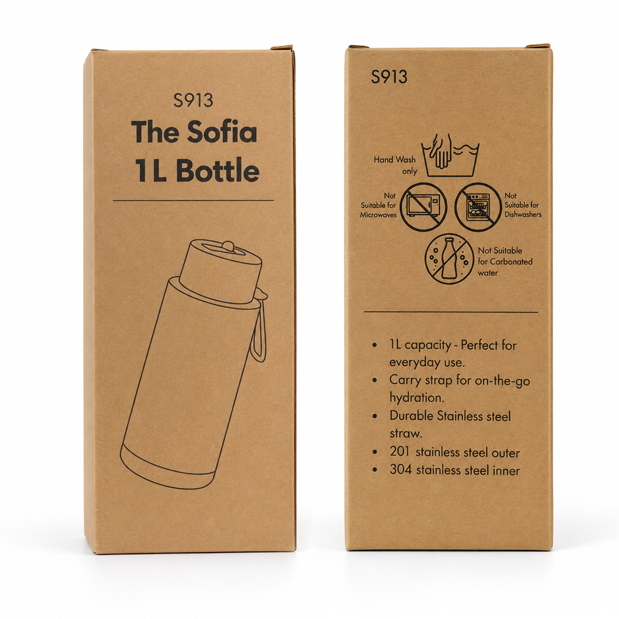 The Sofia 1L Bottle Packaging