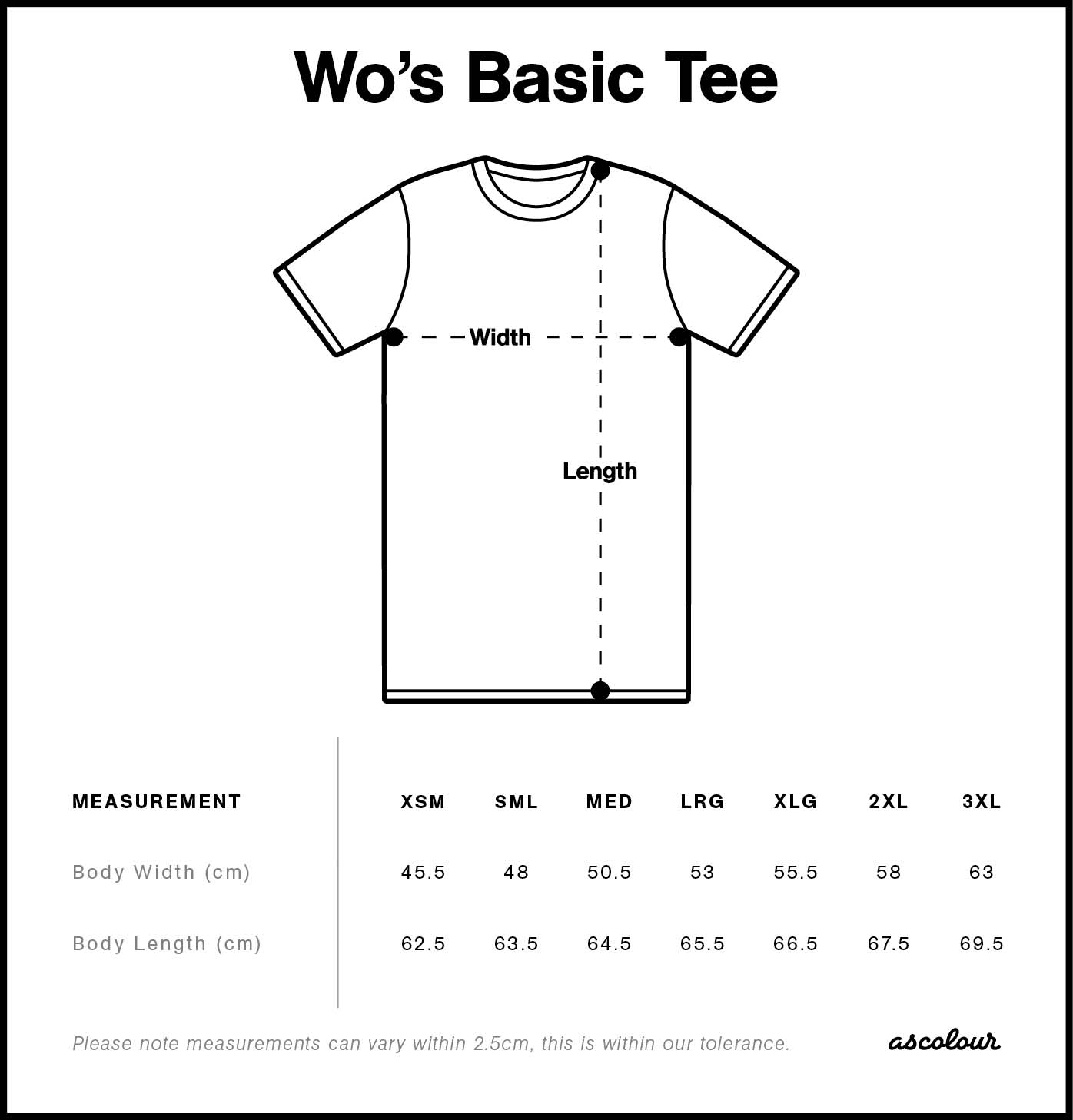 Wo’s Classic Fit Size Guide Wo’s Classic Fit Size Guide