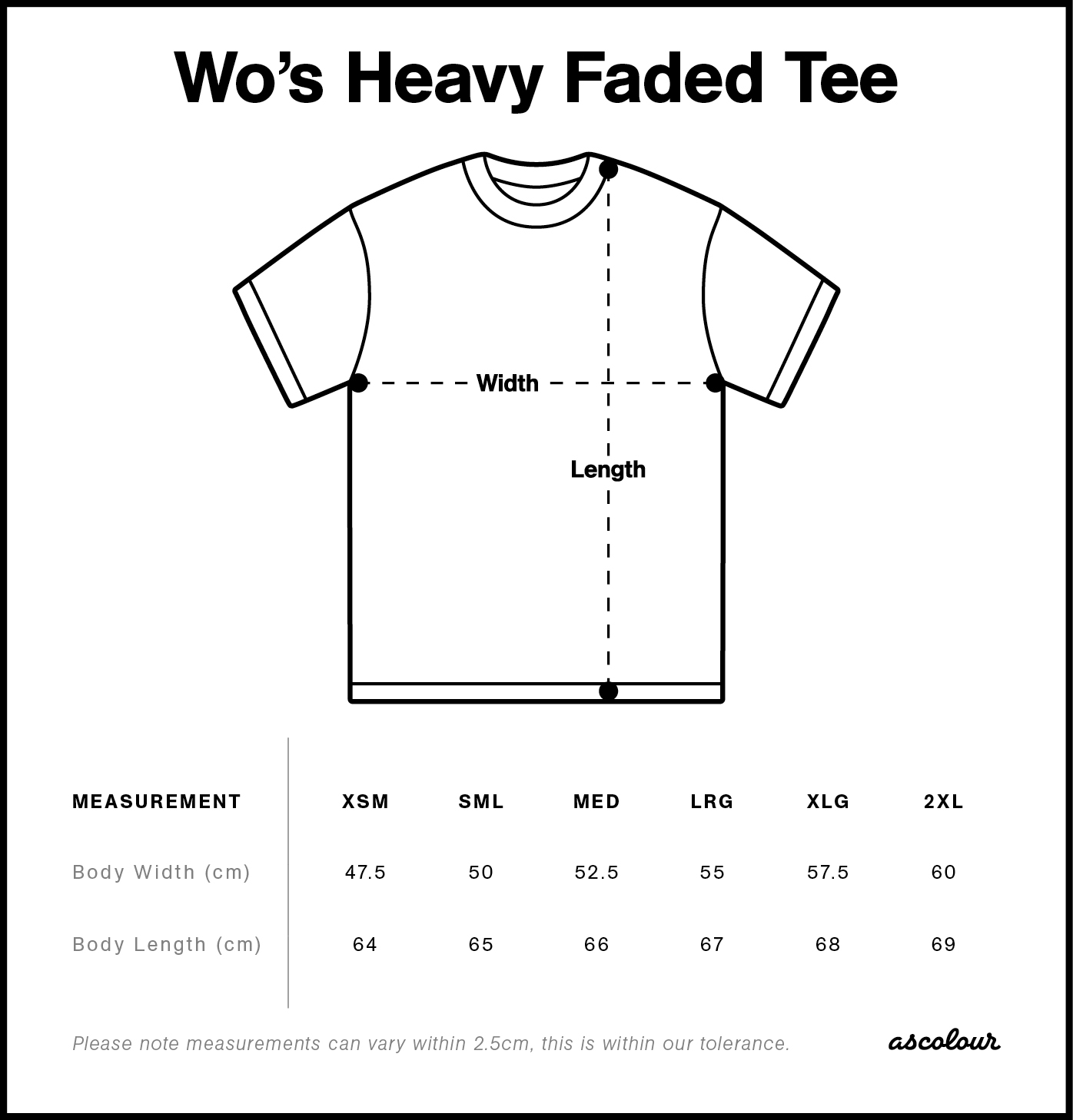 Wo’s Heavy Faded Tee Size Guide